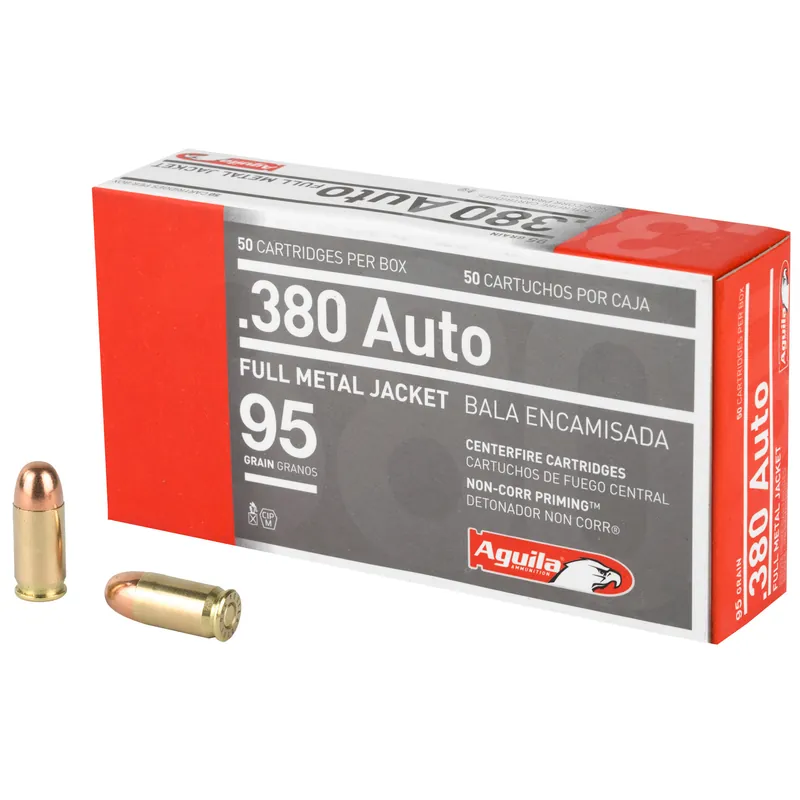 AGUILA 380 ACP 95 Grain FMJ Ammunition - 50 Rounds/1000 Rounds