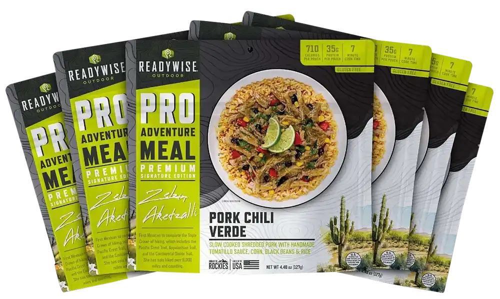 ReadyWise Outdoor Food Kit: Pork Chili Verde, 12 Servings Total