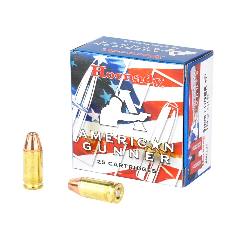 Hornady 9mm+P 124gr XTP Ammunition - 25 Rounds per Box, 250 Rounds per Case