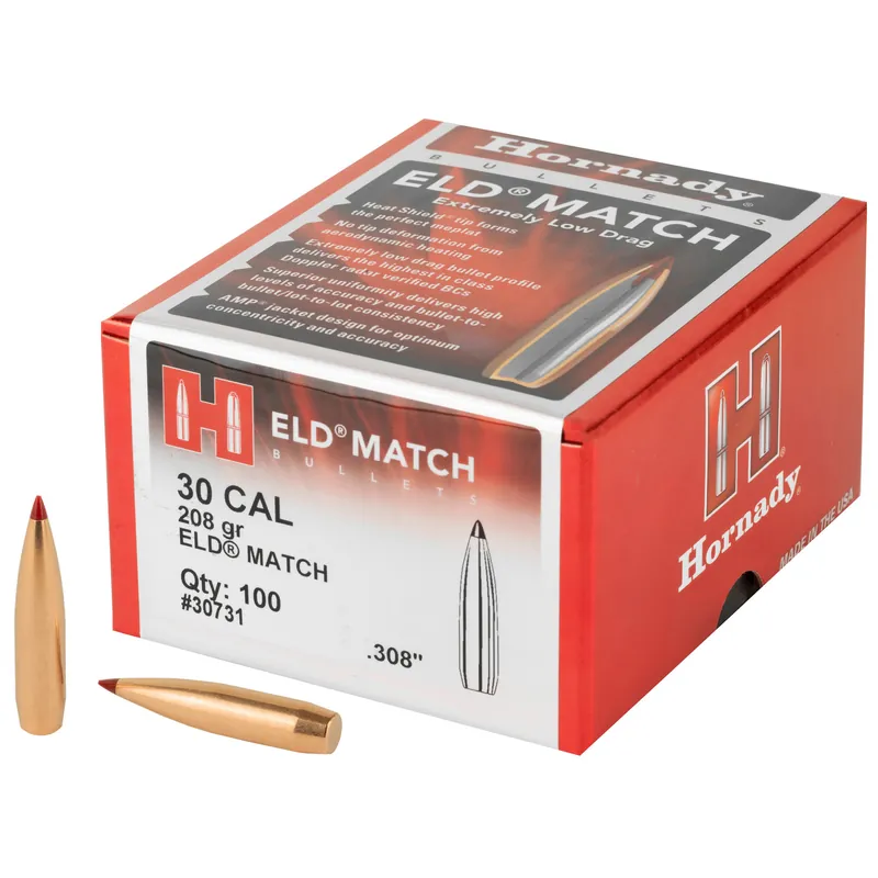 Hornady ELD Match .308 208 Grain Bullets - 100 Count