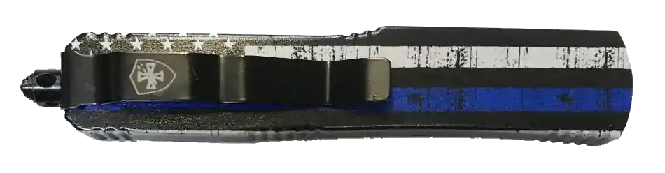Templar Knife Gen II Back The Blue OTF with Black Oxide Stonewashed Blade and Blue Line Handle