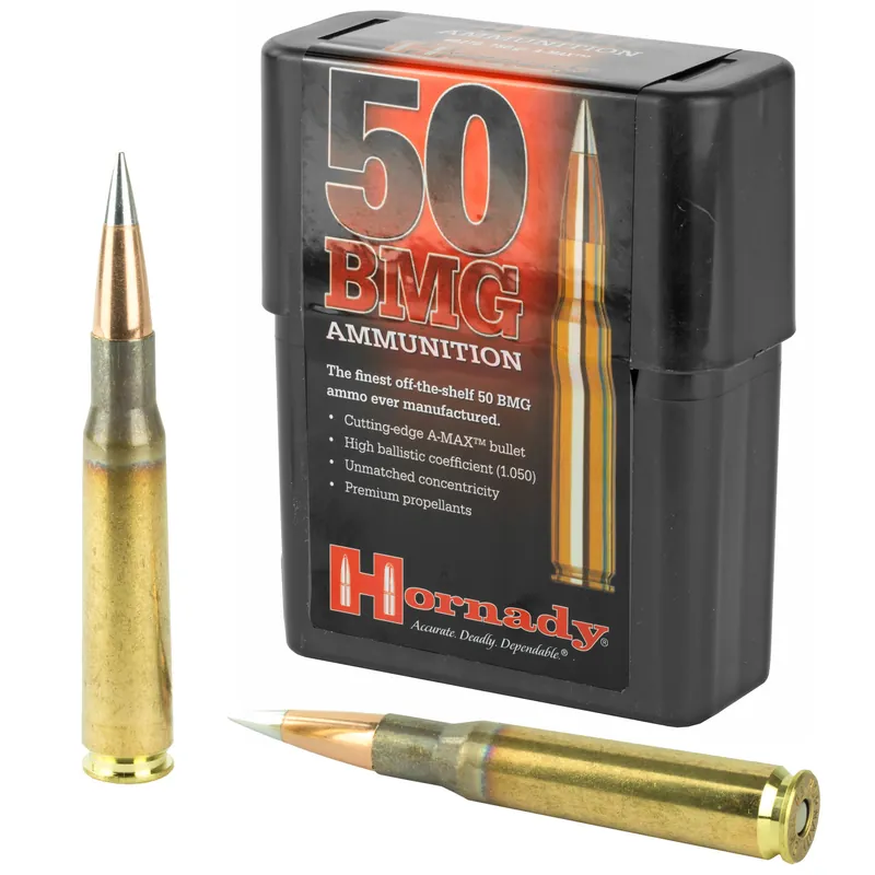 Hornady .50 BMG 750 Grain A-MAX Ammunition - 10 Rounds/Box, 100 Rounds/Case