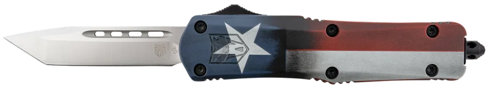 CobraTec FS-3 Texas Flag OTF Knife with Tanto D2 Blade and Cerakoted Handle
