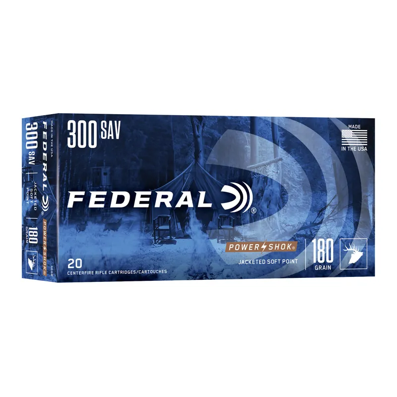 Federal Power-Shok 300 Savage 180 Grain Soft Point Ammunition - 20 Rounds/200 Rounds