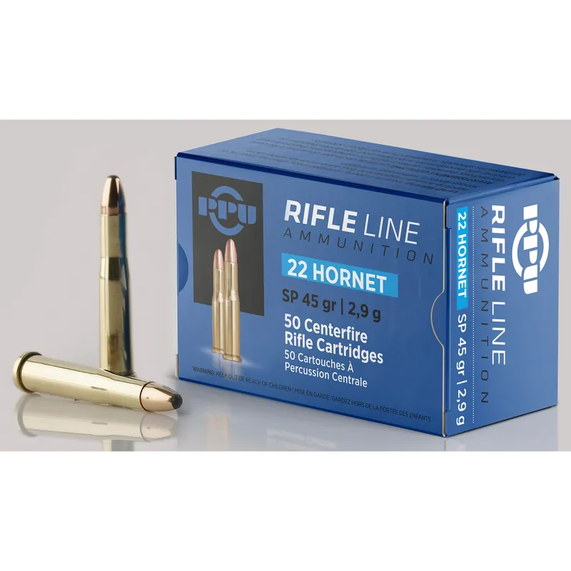 PPU 22 Hornet 45 Grain Soft Point Ammunition - 50 Rounds/1000 Rounds