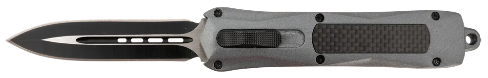 Steel River Knives A163BD Spartan 3.50" OTF Dagger with Black/Silver 440C SS Blade and Gray Carbon Fiber Inlay Handle