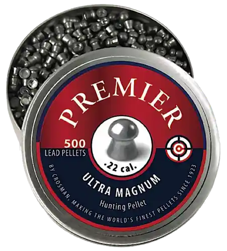 Crosman Premier Ultra Magnum .22 Caliber Lead Domed Pellets - 500 Count Tin