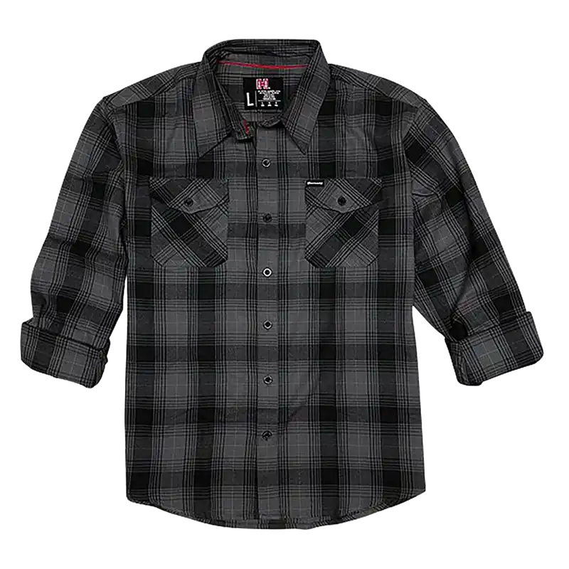 Hornady Gear 32224 XL Gray/Black Flannel Shirt - Cotton/Polyester Relaxed Fit Button-Up