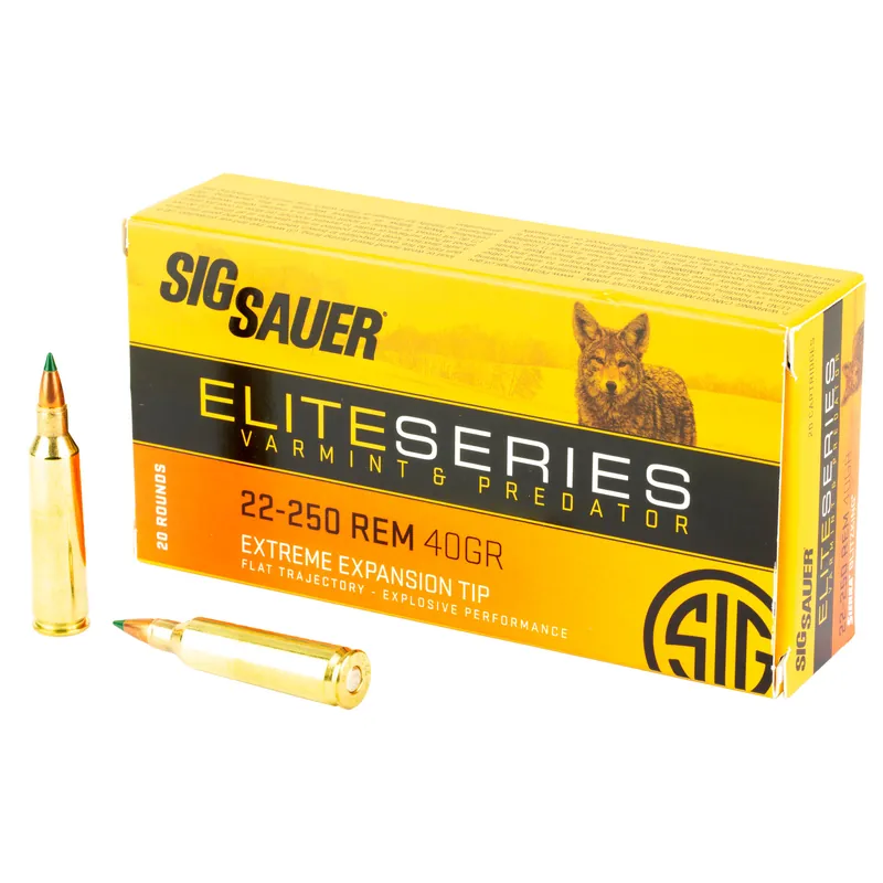 SIG Ammo 22-250 Remington 40 Grain Varmint & Predator, 20/200 Pack