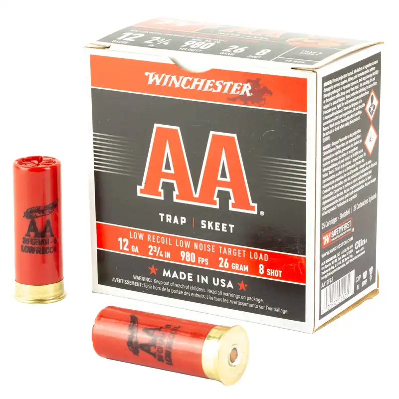Winchester AA 12 Gauge 2.75" #8 Shot, 25 Rounds per Box, 250 Rounds per Case