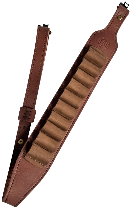 1791 Gunleather Hunt Ammo Sling - Oiled Brown Leather Rifle Sling, Adjustable 32" to 37"