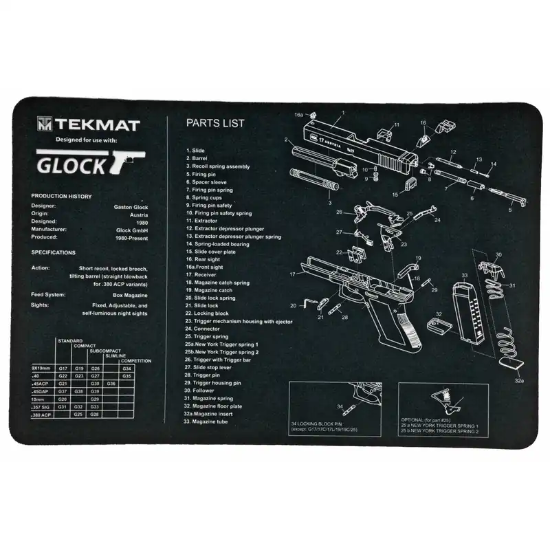 TEKMAT Glock Pistol Cleaning Mat - Black