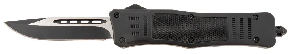 Steel River Knives Spartan Medium Drop Point Knife with Black/Silver Blade and Black Handle
