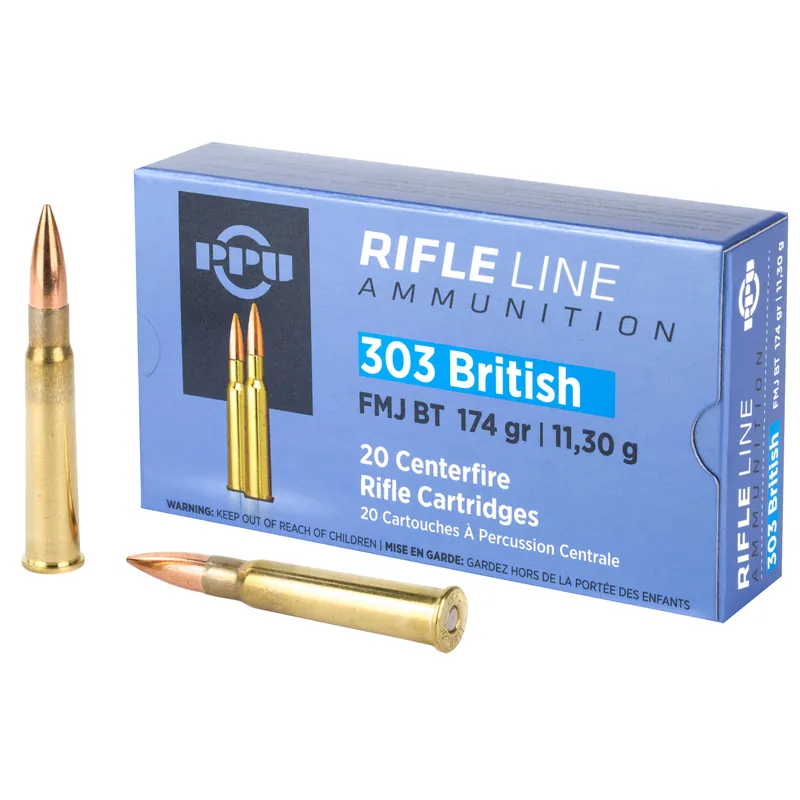 PPU 303 British FMJ 174GR Ammunition - 20 Rounds per Box, 200 Rounds per Case