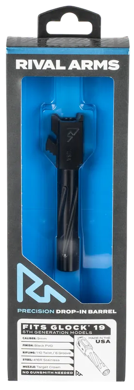 Rival Arms Precision V1 9mm Barrel for Glock 19 Gen5 - Black PVD Finish