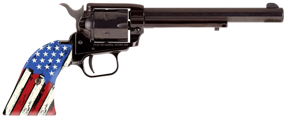Heritage Rough Rider .22 LR Revolver with Distressed USA Flag Grip and Manual Safety
