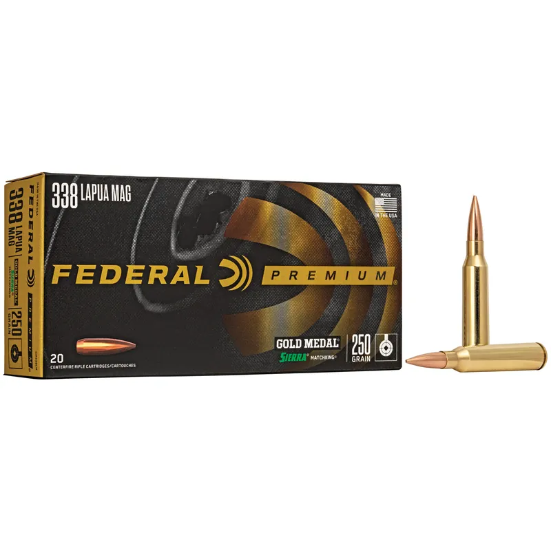 Federal Gold Medal .338 Lapua 250 Grain BTHP - 20 Rounds