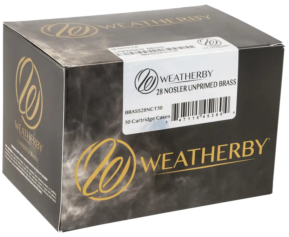 28 Nosler Unprimed Rifle Brass - 50 Count Box by Weatherby