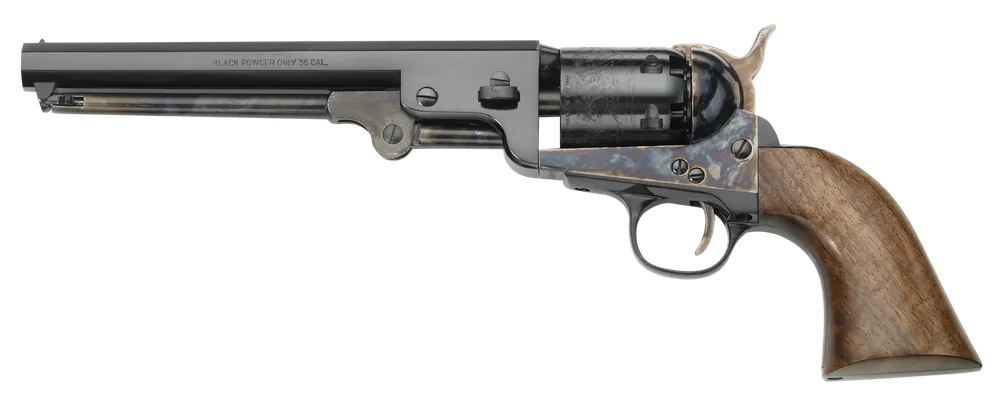 Pietta 1851 Navy London .36 Caliber Revolver with Blued Octagon Barrel and Walnut Grip