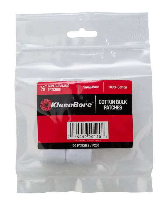 KleenBore P200 Super Shooter Small Bore Rifle Cleaning Patches - 100% Cotton Flannel, 100 Pack