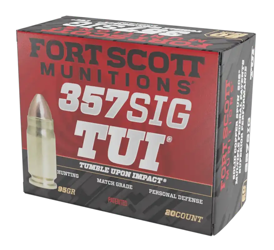 Fort Scott Munitions 357 Sig 95gr TUI Solid Copper Ammo - 20/Box