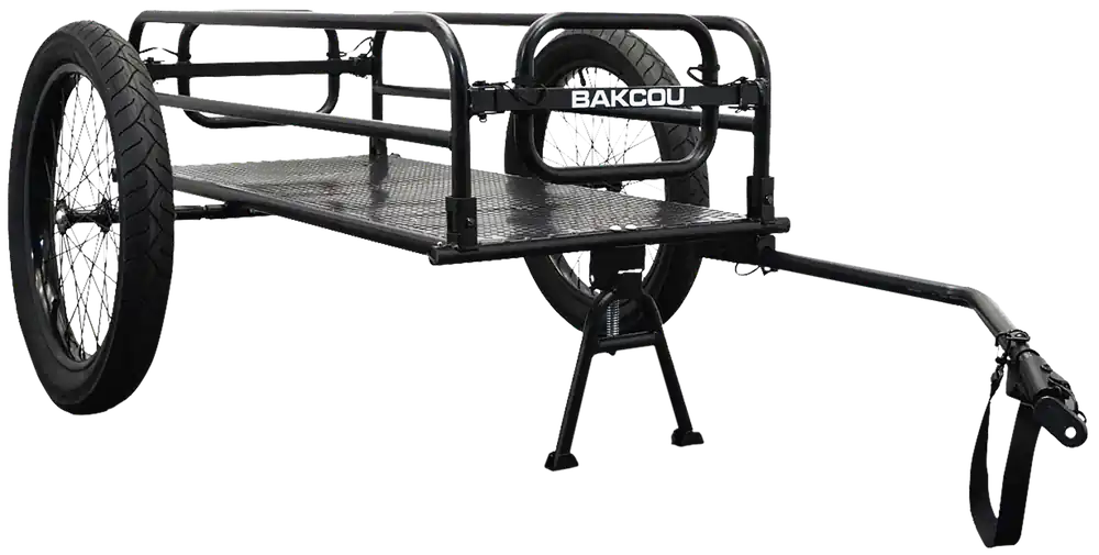 Bakcou E-bikes AFCT Cargo E-Bike Trailer with Kickstand - Black, 70-Inch