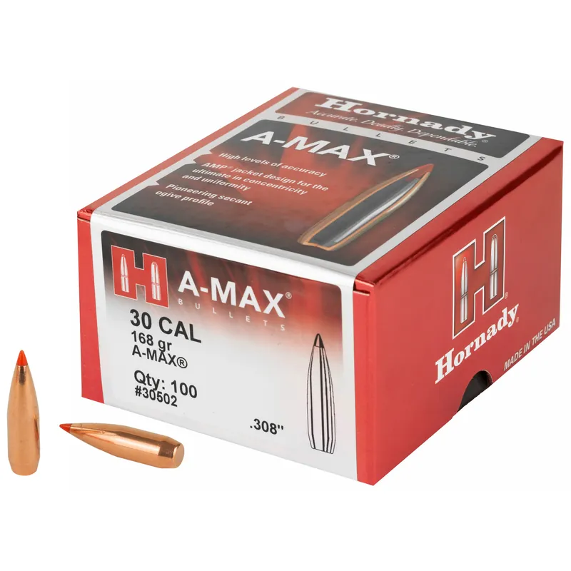 Hornady Match A-MAX .30 Caliber 168 Grain, 100 Count
