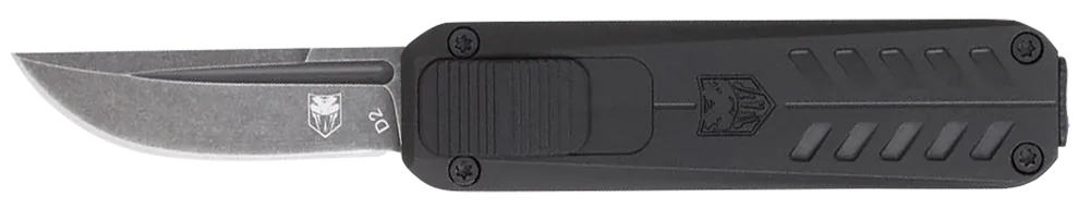 CobraTec CALI928SBBLKDNS 1.75" OTF Knife with D2 Steel Blade and Black Aluminum Handle