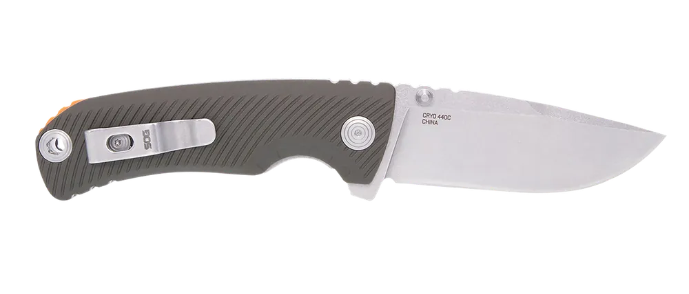 SOG Tellus ATK 3.50" Folding Knife with Stonewashed 440C Blade and Olive Drab Handle