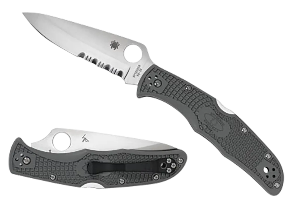 Spyderco Endura 4 Lightweight Folding Knife with Part Serrated VG-10 Blade and Foliage Green FRN Handle