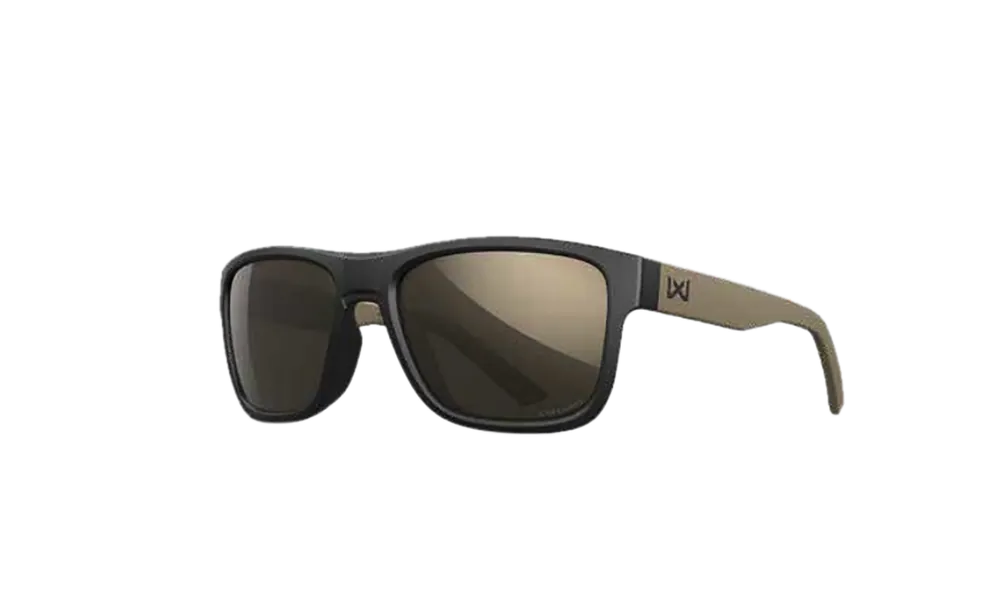 Wiley X Ovation Sunglasses - Tungsten Mirror Lens, Matte Black/Tan Frame