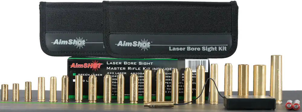 AimShot Master Kit Multi-Caliber Bore Sight with Green Laser for Rifles (Batteries Not Included)