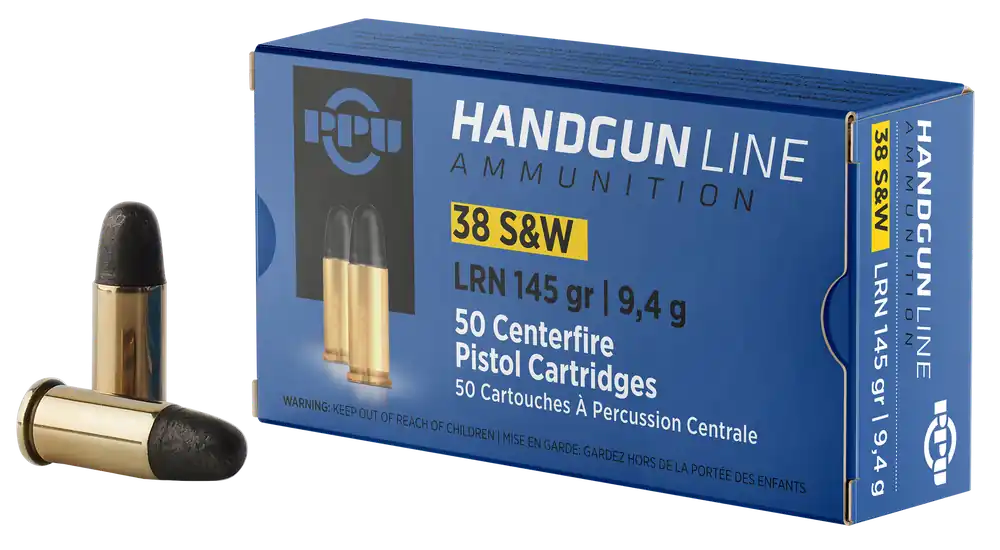 PPU PPH38SW 38S&W 145gr LRN Handgun Ammo - 50 Rounds/Box, 20 Boxes/Case