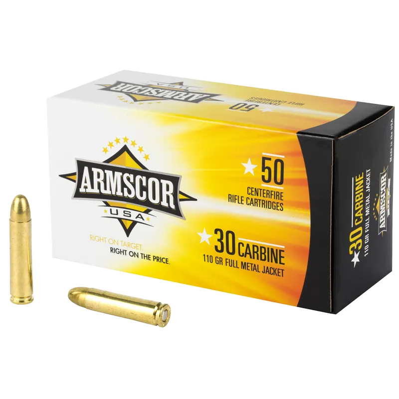ARMSCOR .30 Carbine 110 Grain FMJ Ammunition - 50 Rounds/1000 Rounds