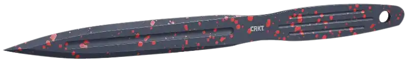 CRKT K930RKP Onion Throwing Knives Set with Sheath - 6.25" Spear Point, Black/Red Spatter, 1050 High Carbon, 3 Blades