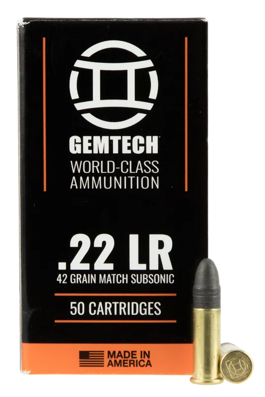Gemtech Subsonic .22LR 42gr LRN Ammo - 50 Rounds