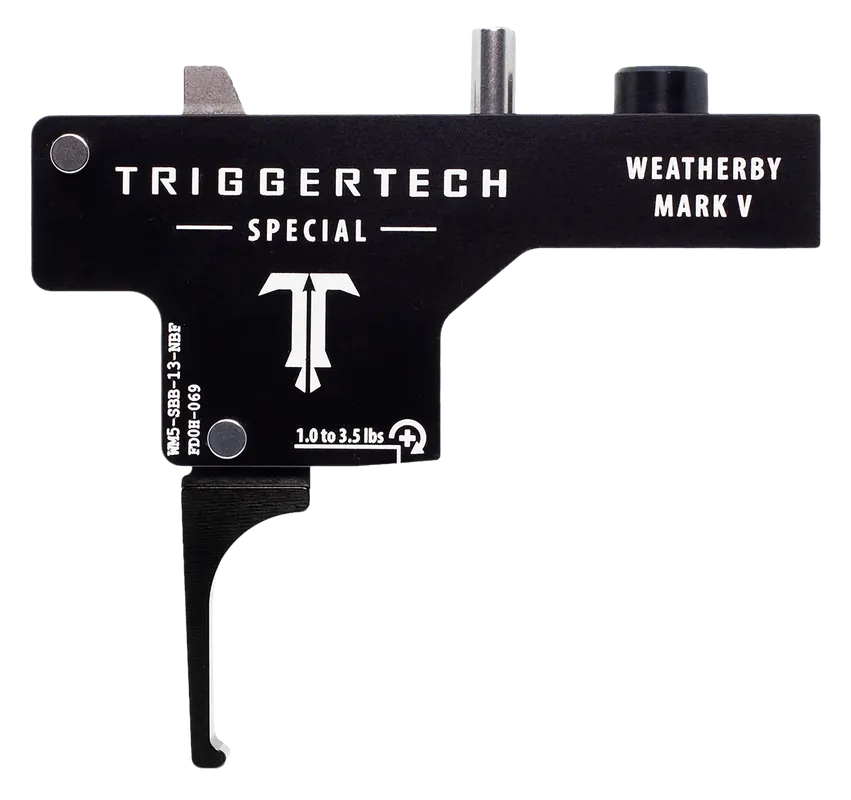 TriggerTech WM5SBB13NBF Single-Stage Flat Trigger for Weatherby Mark V - 1-3.50 lbs Draw Weight, Black PVD Finish