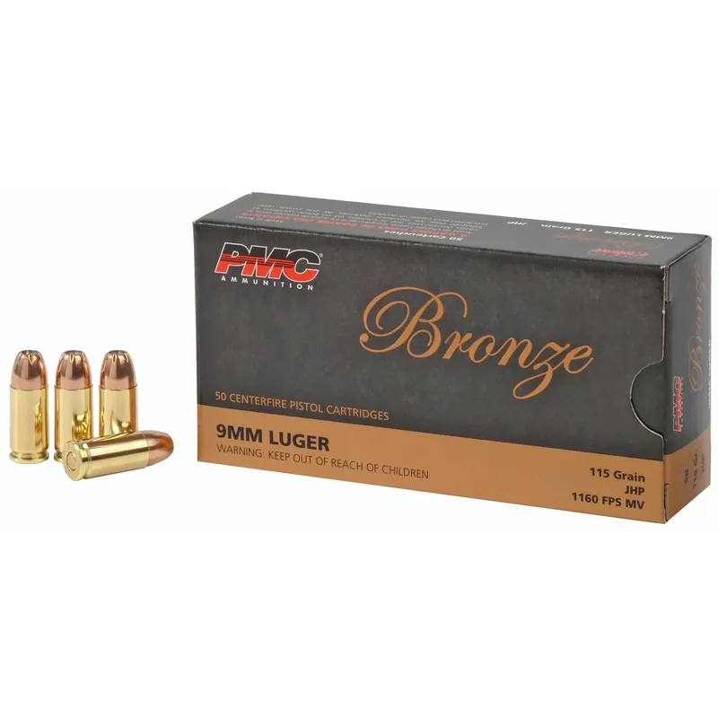 PMC Bronze 9mm 115 Grain JHP Ammunition - 50 Rounds/1000 Rounds