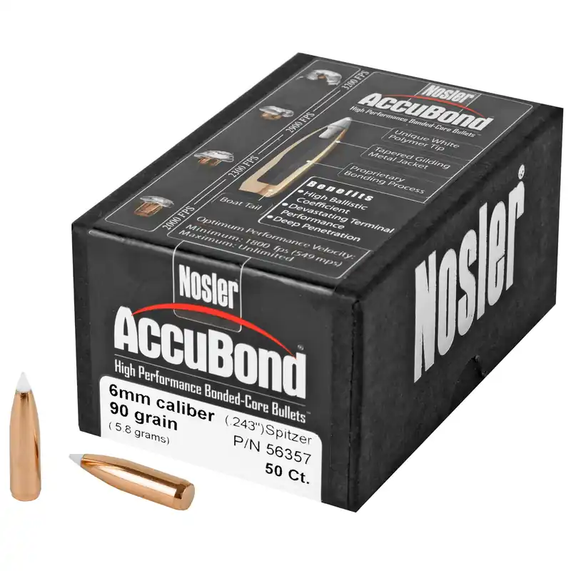 Nosler 6mm 90gr AccuBond Bullets - 50 Count