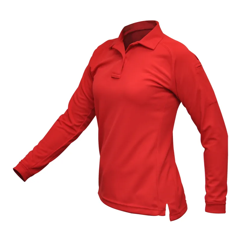 Women's Red Long Sleeve Polo - Large