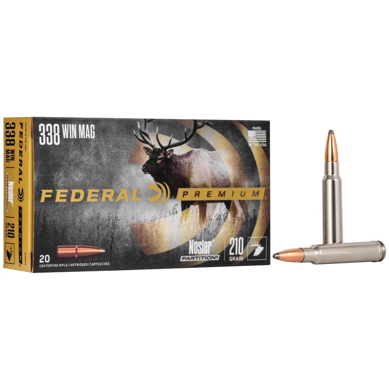 Federal Premium 338 Win 210 Grain Nosler Partition Ammunition - 20 Rounds