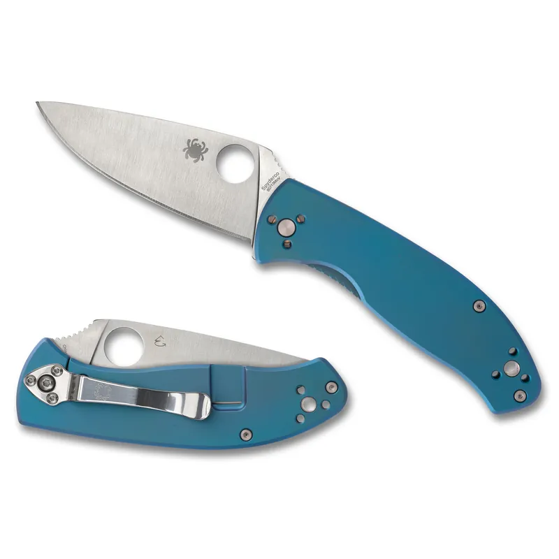 Spyderco Tenacious Titanium 3.35" Blue/Silver Knife