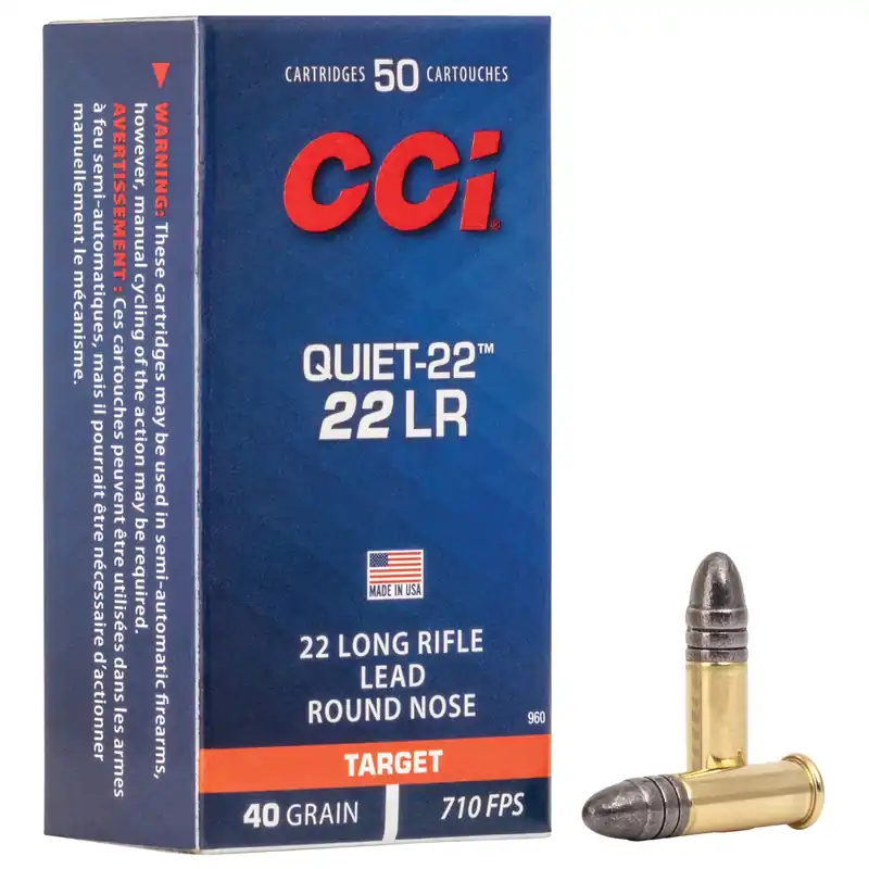 CCI Quiet .22LR 40 Grain Lead Round Nose Ammunition - 50 Rounds/5000 Rounds
