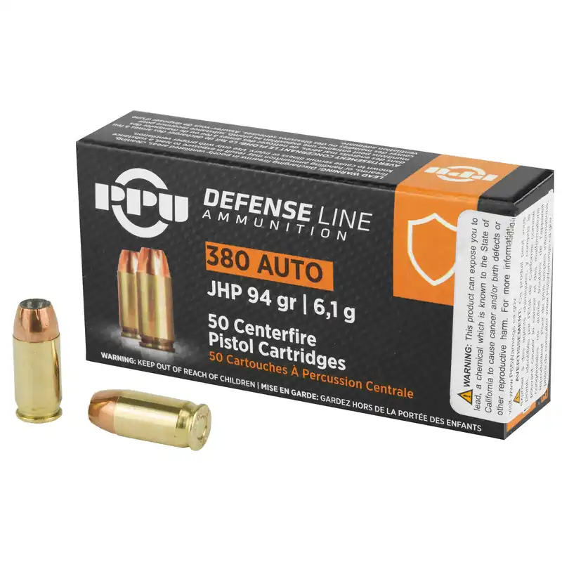 PPU 380 ACP JHP 94 Grain Ammunition - 50 Rounds/1000 Rounds