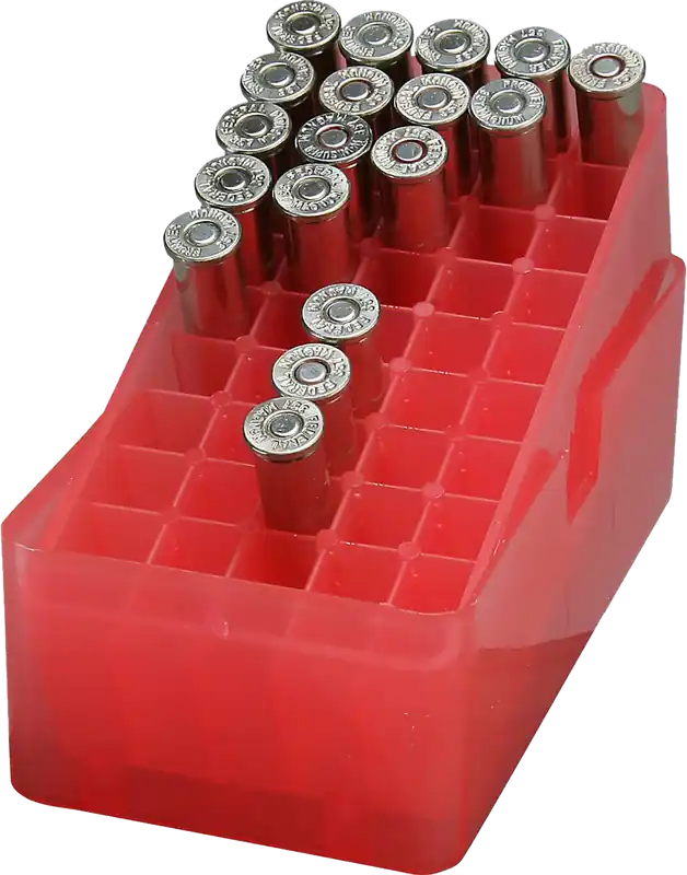 MTM Case-Gard E503841 Clear Red Slip-Top Ammo Box for 38-357, 50 Rounds