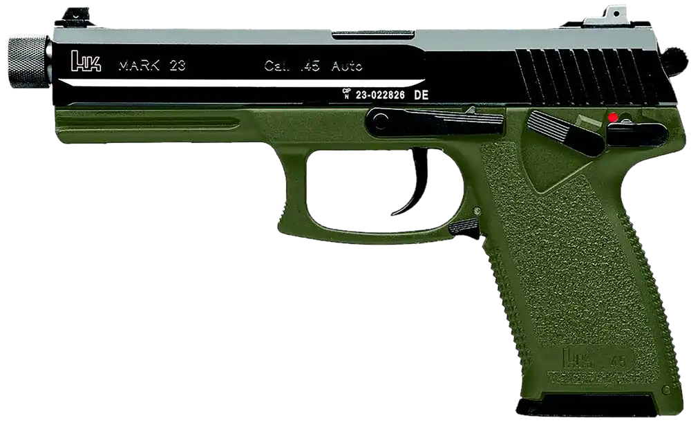 HK Mark 23 .45 ACP Pistol with Threaded Barrel and OD Green Frame