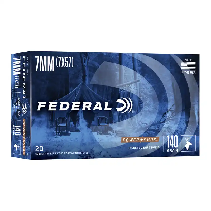 Federal Power-Shok 7mm Mauser 140 Grain Soft Point Ammunition - 20 Rounds/200 Rounds