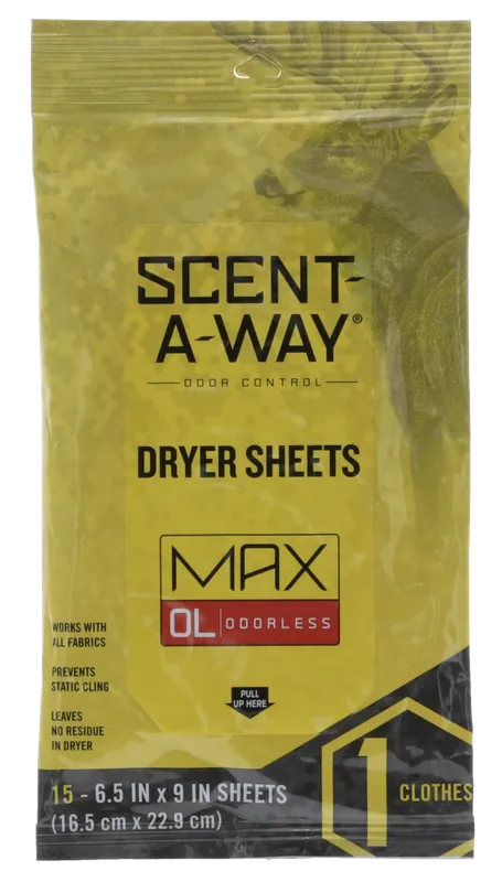 Odorless Scent-A-Way Max Dryer Sheets - 15 Pack Odor Eliminator