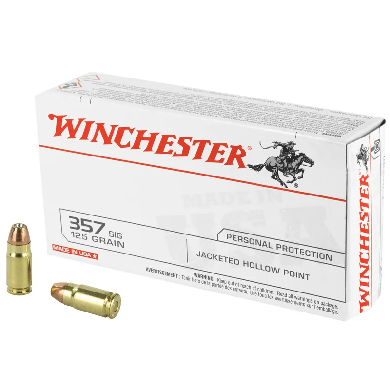 Winchester USA 357 SIG 125 Grain JHP Ammunition - 50 Rounds/500 Rounds
