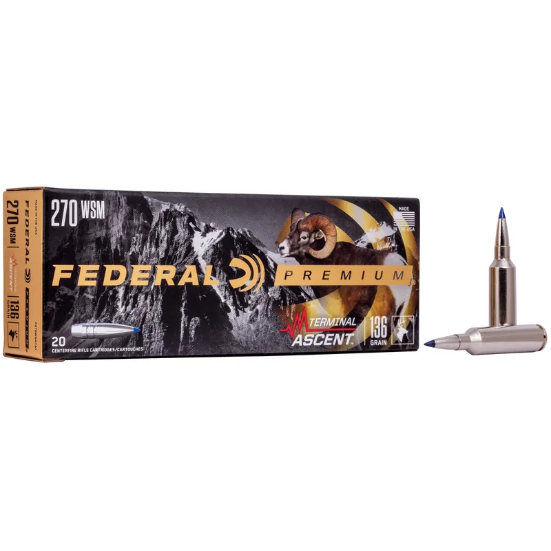 Federal Premium 270 WSM 136 Grain Terminal Ascent Ammunition - 20 Rounds/200 Rounds